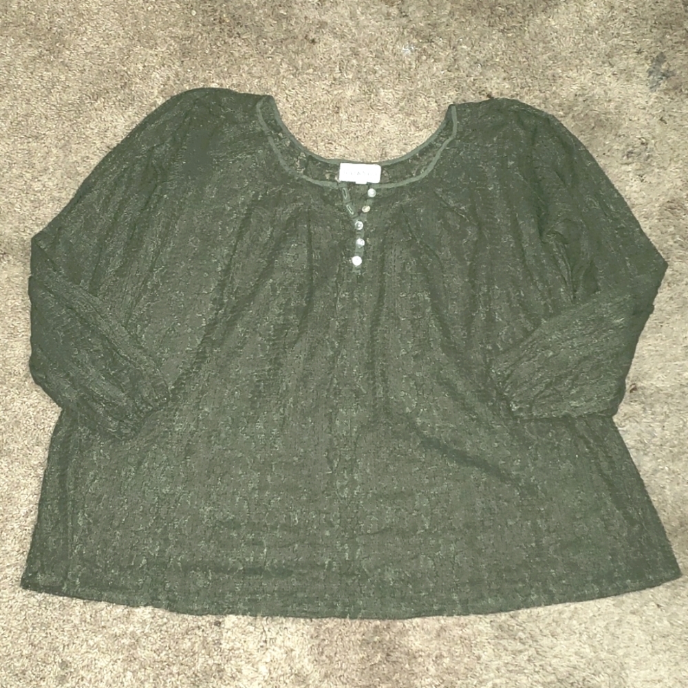 💛5 for 20💛Green Lace Baby Doll Long Sleeve Blouse.